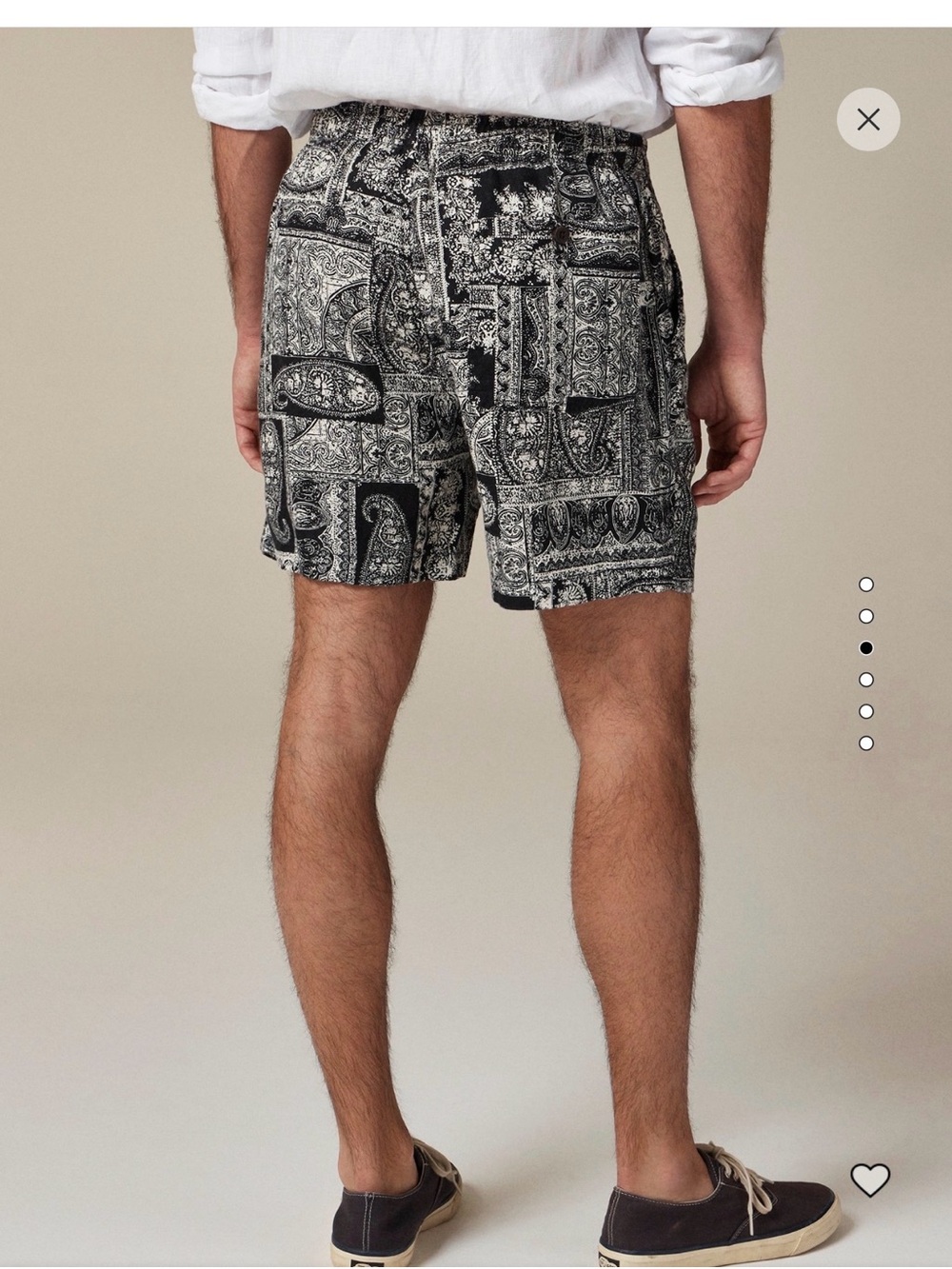 JCrew Black & White Paisley  batik Print pier  Shorts
